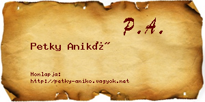Petky Anikó névjegykártya